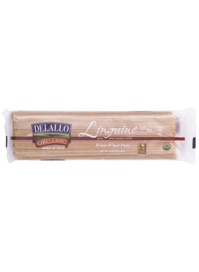 DELALLO , Linguine No. 6, 100% Organic Whole Wheat Pasta, 16 oz (454 g) - Image 1