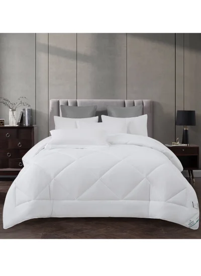 Donetella Comforter Set 4-Pcs Twin Size All Season Diamond Quilted Bed Fits(140X200 cm) With 350 GSM Down Alternative Filling, White