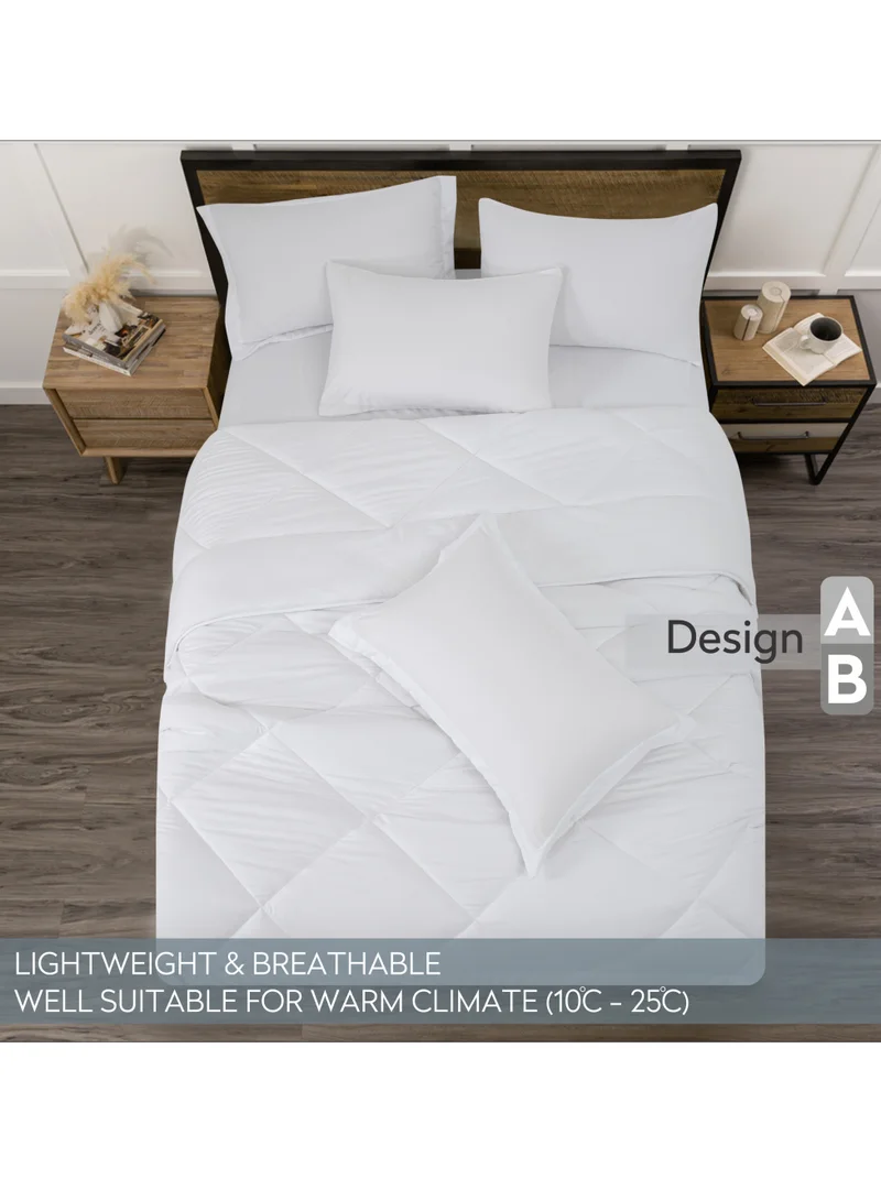 Donetella Comforter Set 4-Pcs Twin Size All Season Diamond Quilted Bed Fits(140X200 cm) With 350 GSM Down Alternative Filling, White