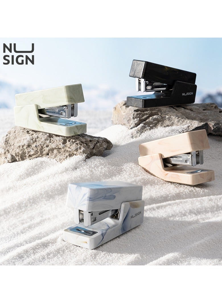 NUSIGN Deli Nusign NS083C Mini Stapler – 12‑Sheet Capacity, Steel Mechanism, ABS Shell, Anti‑Slip Base, 40‑Staple Load, White - Image 2