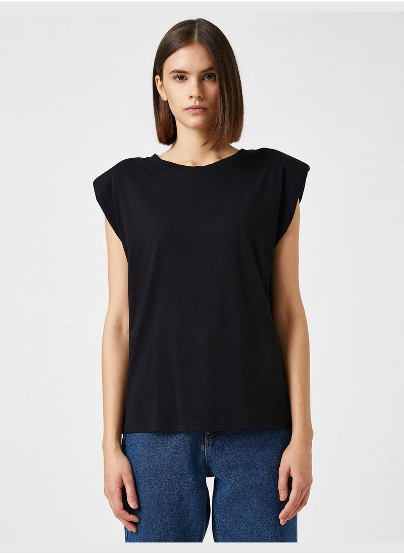 KOTON Shoulder Pad Crew Neck T-Shirt