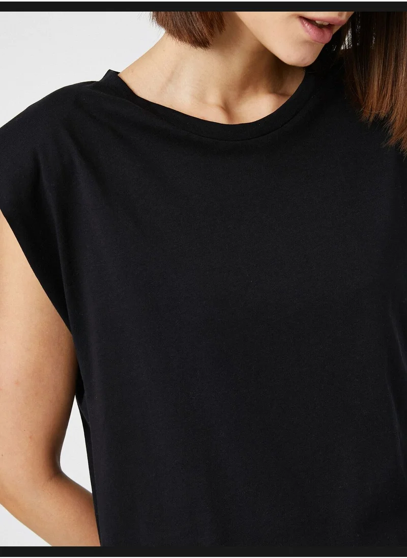 KOTON Shoulder Pad Crew Neck T-Shirt
