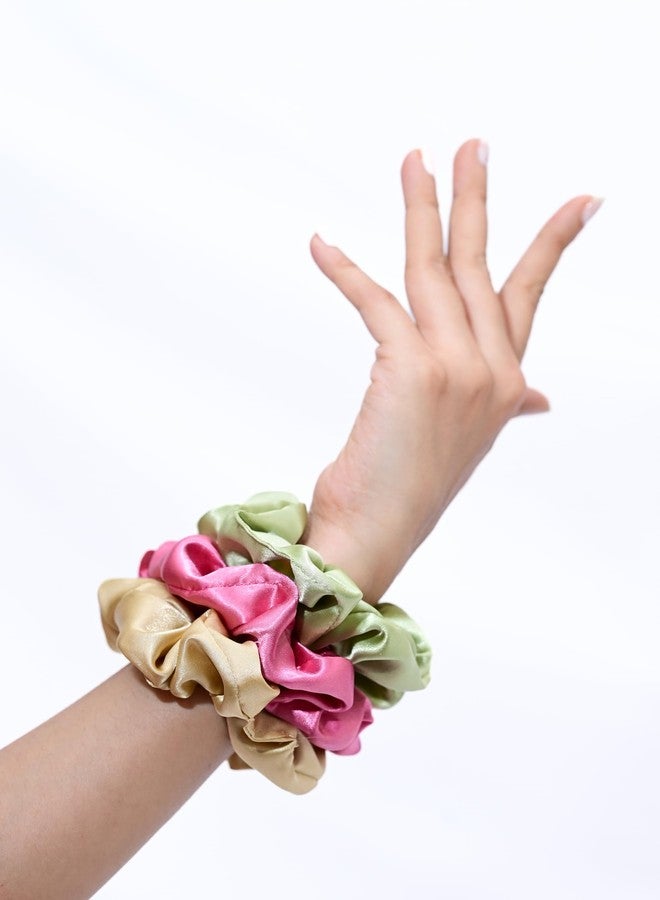Glamyou Luxury Satin Scrunchies SAME 5 COLORS AS PIC, Anti-Hair-Breakage, Hair Ties, Scrunchies Set for Girls, Women, Best gift for Sister, Friend, Mom - Image 4