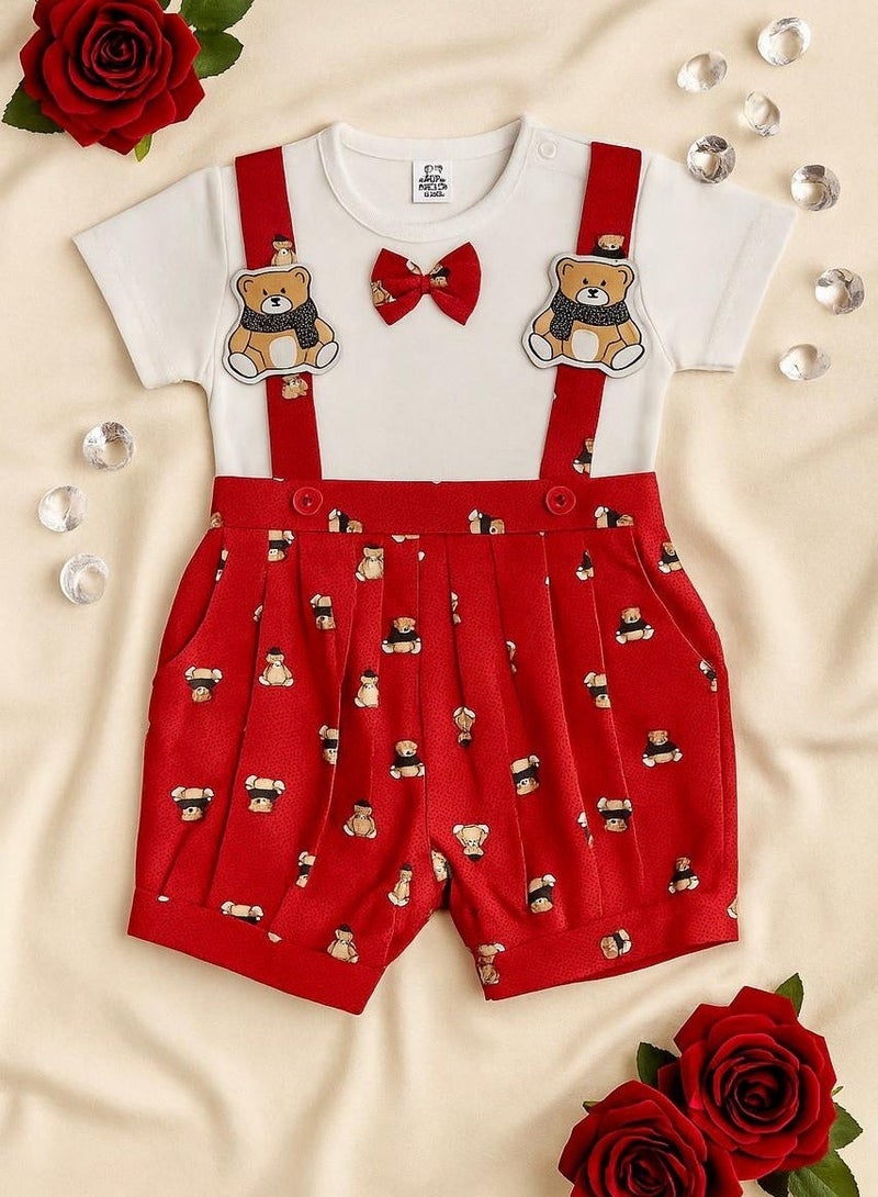 ANDRINA Stylish children's set with bow tie and teddy bear embroidery, suitable for occasions - Image 2