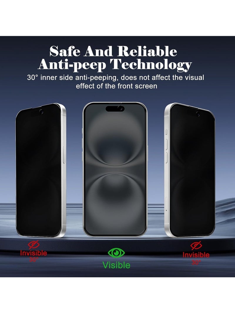 Raxoom 2-Pack Tempered Glass Privacy Screen Protector for iPhone 16 Pro [Anti-Spy, Anti-Scratch, 9H Hardness] - 6.3-Inch - Image 4