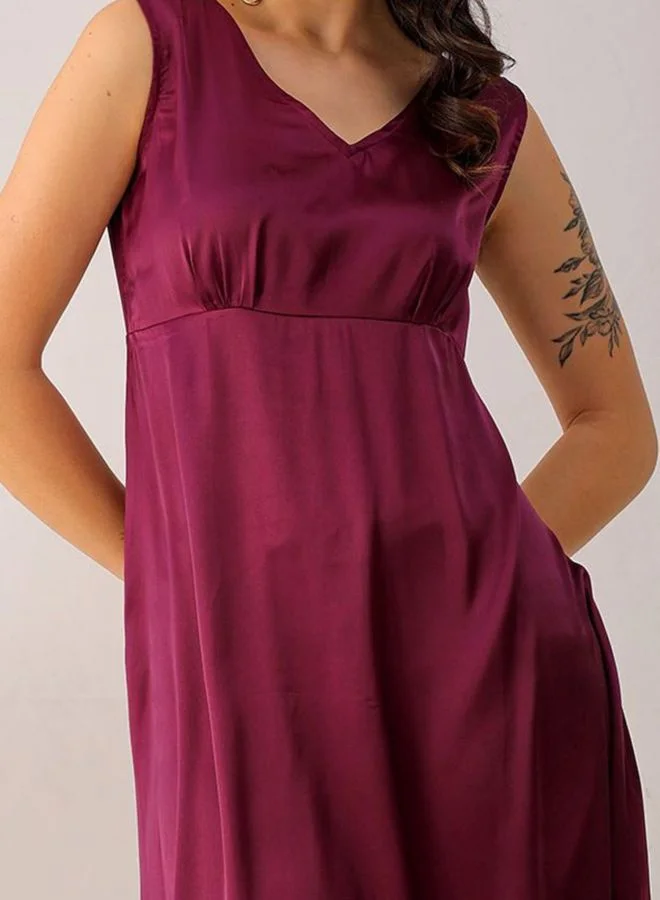 Freehand  Women Fit and Flared Solid V-Neck Sleeveless Pinafore Dress for Women | Best Price UAE