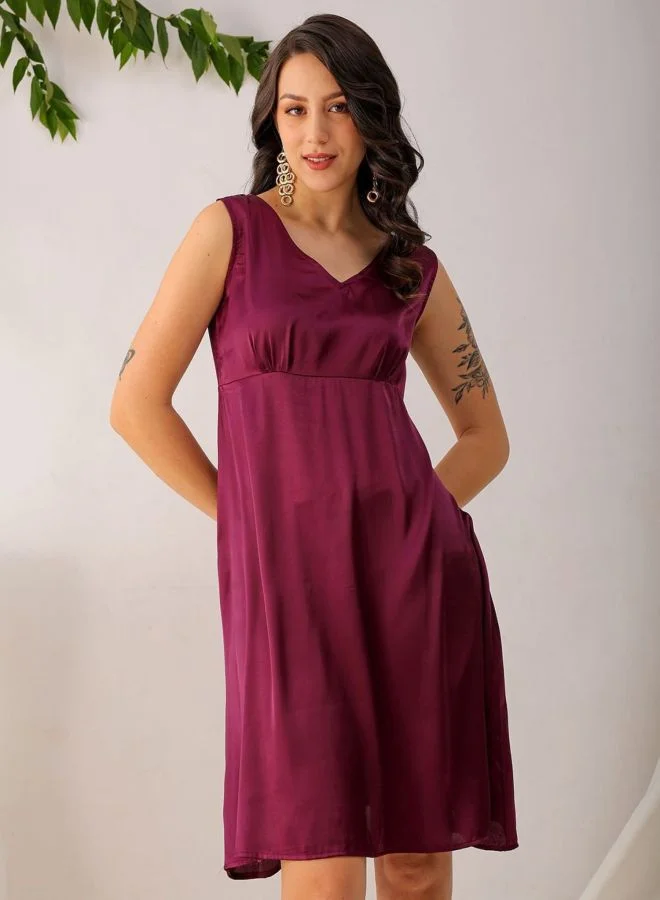 Freehand  Women Fit and Flared Solid V-Neck Sleeveless Pinafore Dress for Women | Best Price UAE