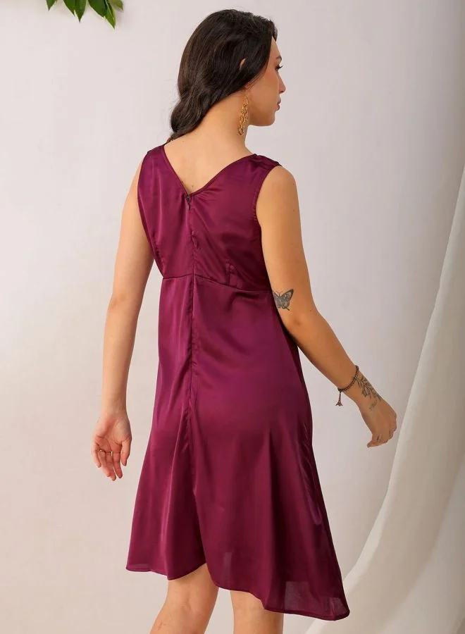 Freehand  Women Fit and Flared Solid V-Neck Sleeveless Pinafore Dress for Women | Best Price UAE