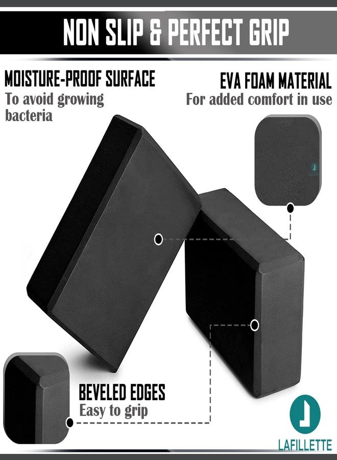 LAFILLETTE Yoga Blocks, EVA Foam Soft Non-Slip Yoga Brick for Yoga, Pilates, Meditation, Aid Balance, Fitness (BLACK) - Image 3