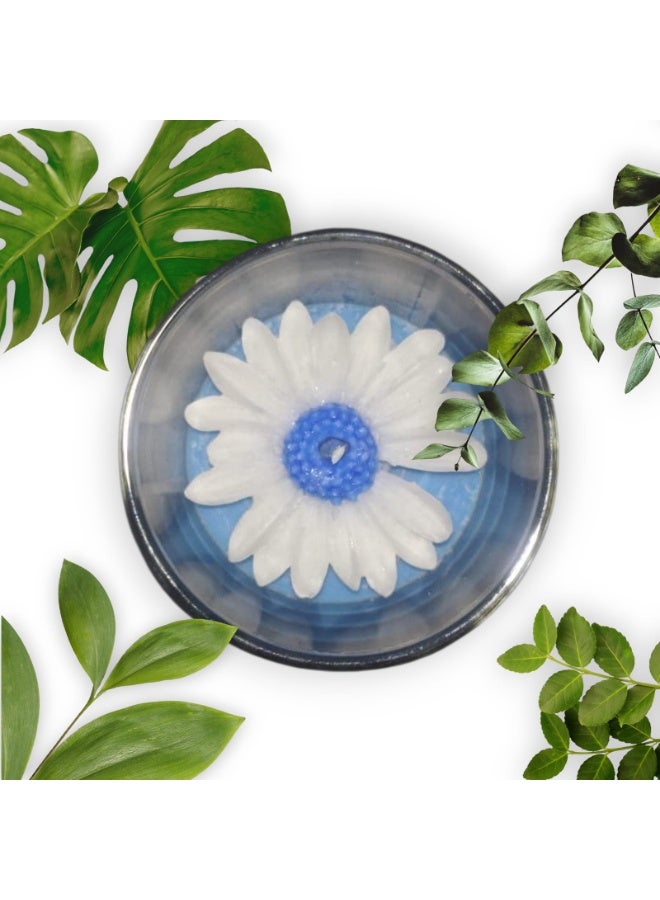 White Sunflower with Blue Seed – Angelia’s Scented Candle | Milky Soy Wax Candle Infused with Good Girl Perfume, Decorated with Palm Wax Sunflower - Image 2