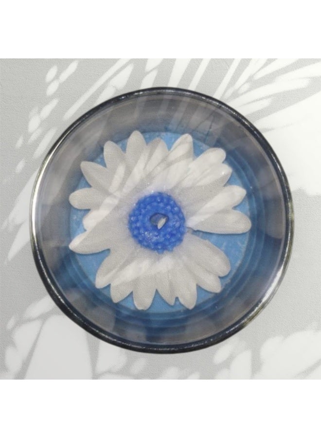 White Sunflower with Blue Seed – Angelia’s Scented Candle | Milky Soy Wax Candle Infused with Good Girl Perfume, Decorated with Palm Wax Sunflower - Image 3