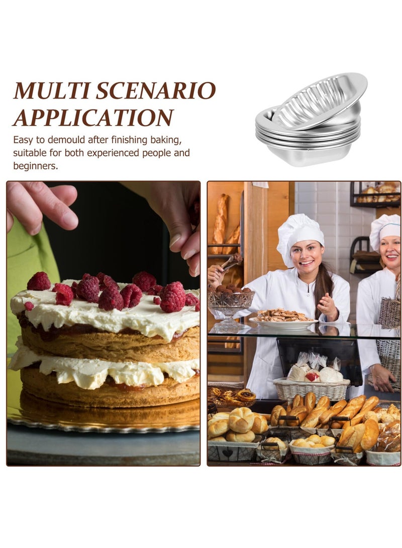 Excefore 5pcs cake mold small tart tins muffin cup small dessert cups metal baking molds egg tart tray tart dish jelly pudding cup egg tart molds aluminum alloy small cake chocolate - Image 2