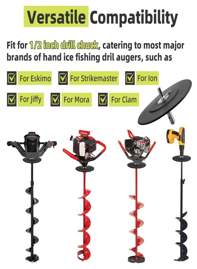XCWT Ice Fishing Auger Drill Adapter - with 9.1" Auger Stopper Disc, Fit for 1/2 inch Drill Chuck, Ice Auger Drill Bit Attachment Plate to Prevent Auger from Falling into Ice Cave for Outdoor Ice Fishing - Image 2