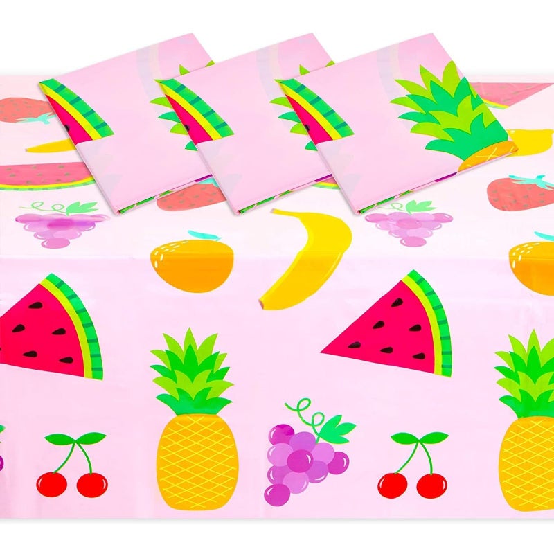 Sparkle and Bash Sparkle and Bash Tablecloth for Twotti Frutti 2nd Birthday Party Decorations Pink 54 x 108 in 3 Pack 