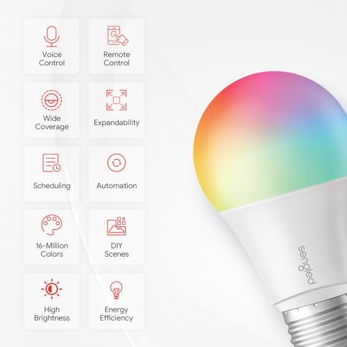 Sengled Smart Light Bulb Starter Kit, Smart Bulbs that Work with Alexa, Google Home, Color Changing Light Bulb, Alexa Light Bulbs, A19 E26 Dimmable Bulbs 800LM, 8.6W (60W Equivalent), 2 Pack with Hub - Image 2