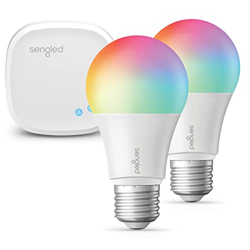 Sengled Smart Light Bulb Starter Kit, Smart Bulbs that Work with Alexa, Google Home, Color Changing Light Bulb, Alexa Light Bulbs, A19 E26 Dimmable Bulbs 800LM, 8.6W (60W Equivalent), 2 Pack with Hub - Image 1