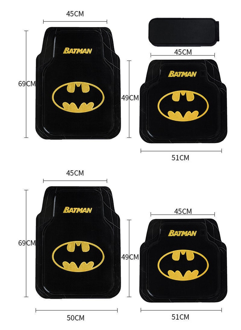 MissTiara - 5-Piece Latex Universal Fit Car Mat Set with Batman Theme Pattern - Image 1
