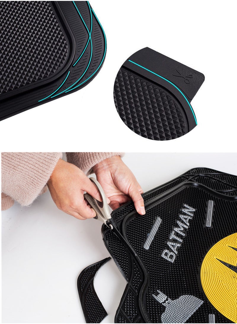 MissTiara - 5-Piece Latex Universal Fit Car Mat Set with Batman Theme Pattern - Image 1