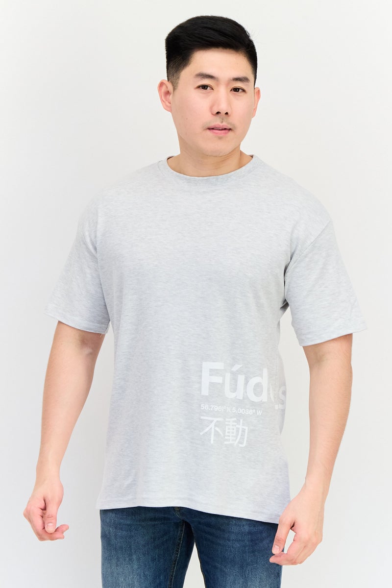 Fudo Men Crew Neck Short Sleeve Heather T-Shirt, Grey - Image 1