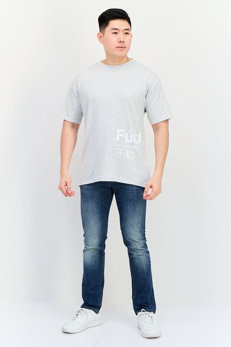 Fudo Men Crew Neck Short Sleeve Heather T-Shirt, Grey - Image 4