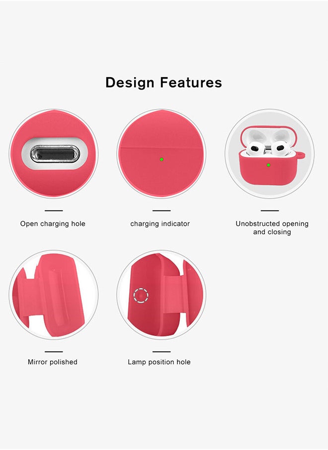 CATANES - Shockproof Case For Airpod Pro Silicone Protective Case Shockproof Case Ultra Slim Cover with Keychain Carabiner Pink - Image 1