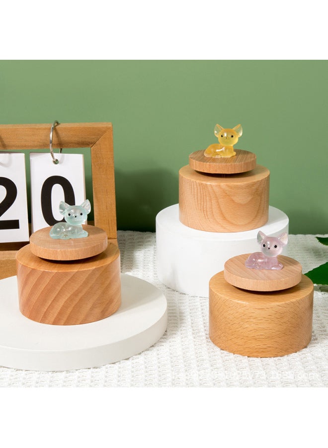 Luminous Cute Kitten Round Music Box Wooden Rotating Music Box DIY Ornaments Children's Birthday Gift-Color:05-blue Hairless Cat - Image 4