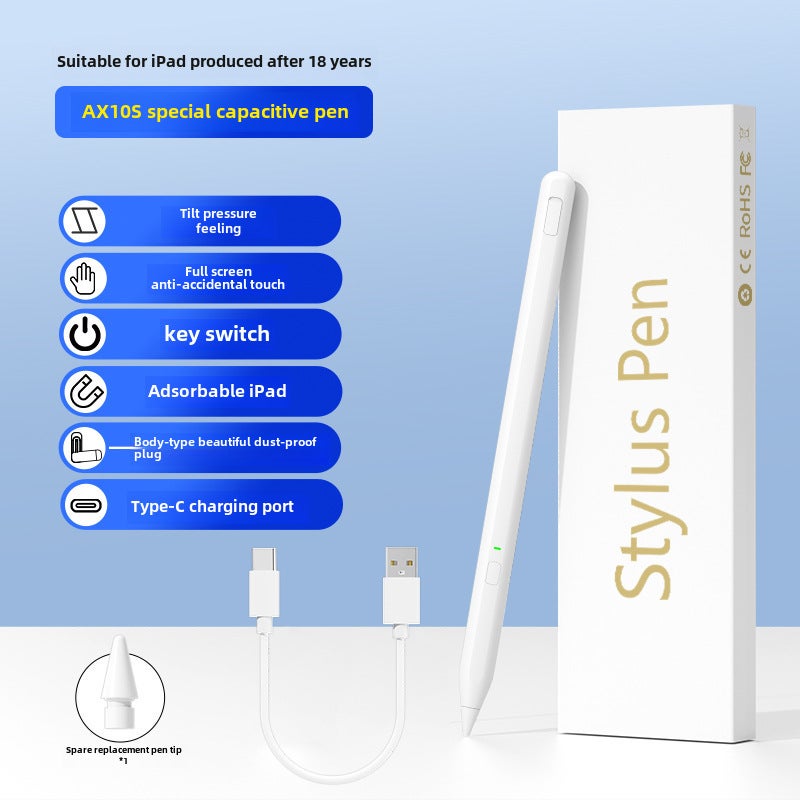 Magnetic iPad Capacitive Stylus Pen Touchscreen Special price [iPad pen] white-Type-C charging 