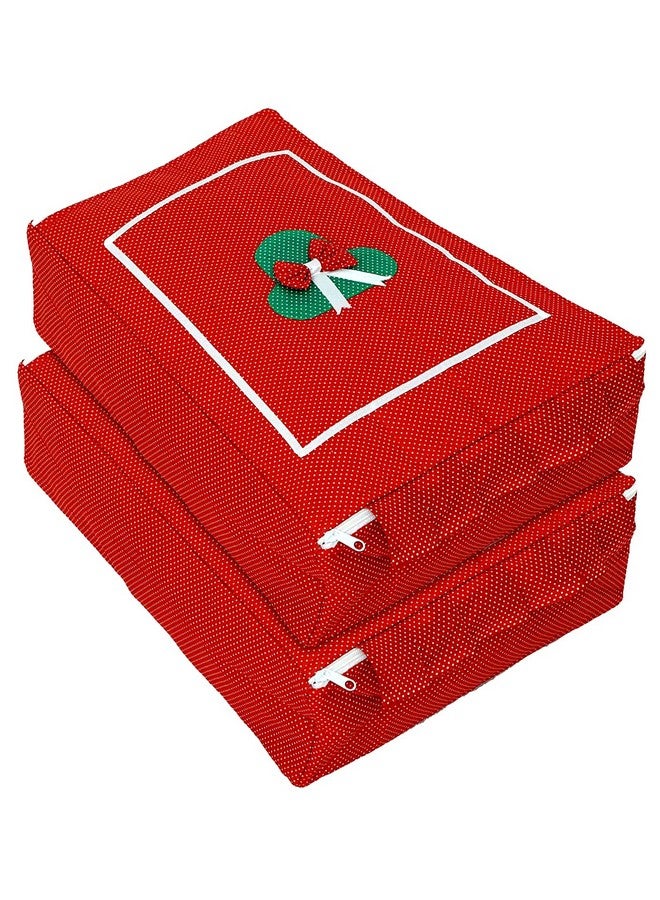Kuber Industries Dot Printed Petticoat Saree Cover Wardrobe Organiser Clothes Storage Bag-Pack of 2 (Red)-HS_38_KUBMART20983 - Image 1