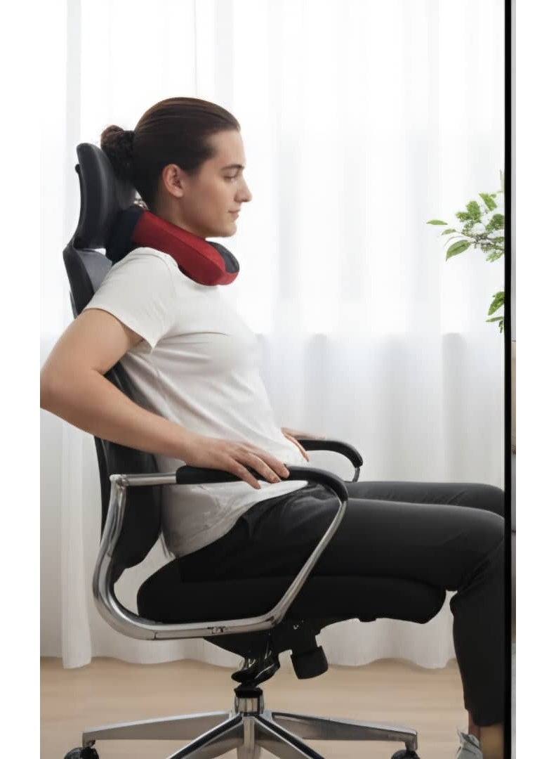 وسادة تدليك شياتسو احترافية للرقبة والظهر مع خاصية التدفئة - تصميم مريح بـ 4 أزرار تحكم لتخفيف آلام العضلات والإجهاد. - Image 4