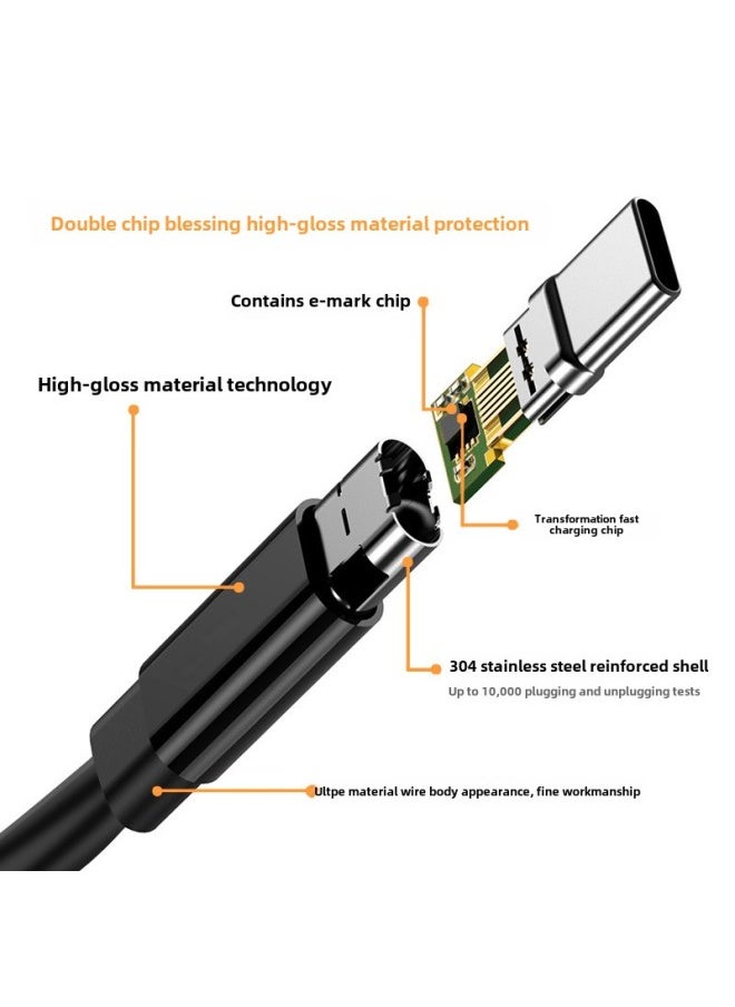 TyPEC To Lenovo Notebook Computer Square Mouth With Needle Thinkpad X1 Power Pd100w Fast Charging Line-Color:typec  100W15cm