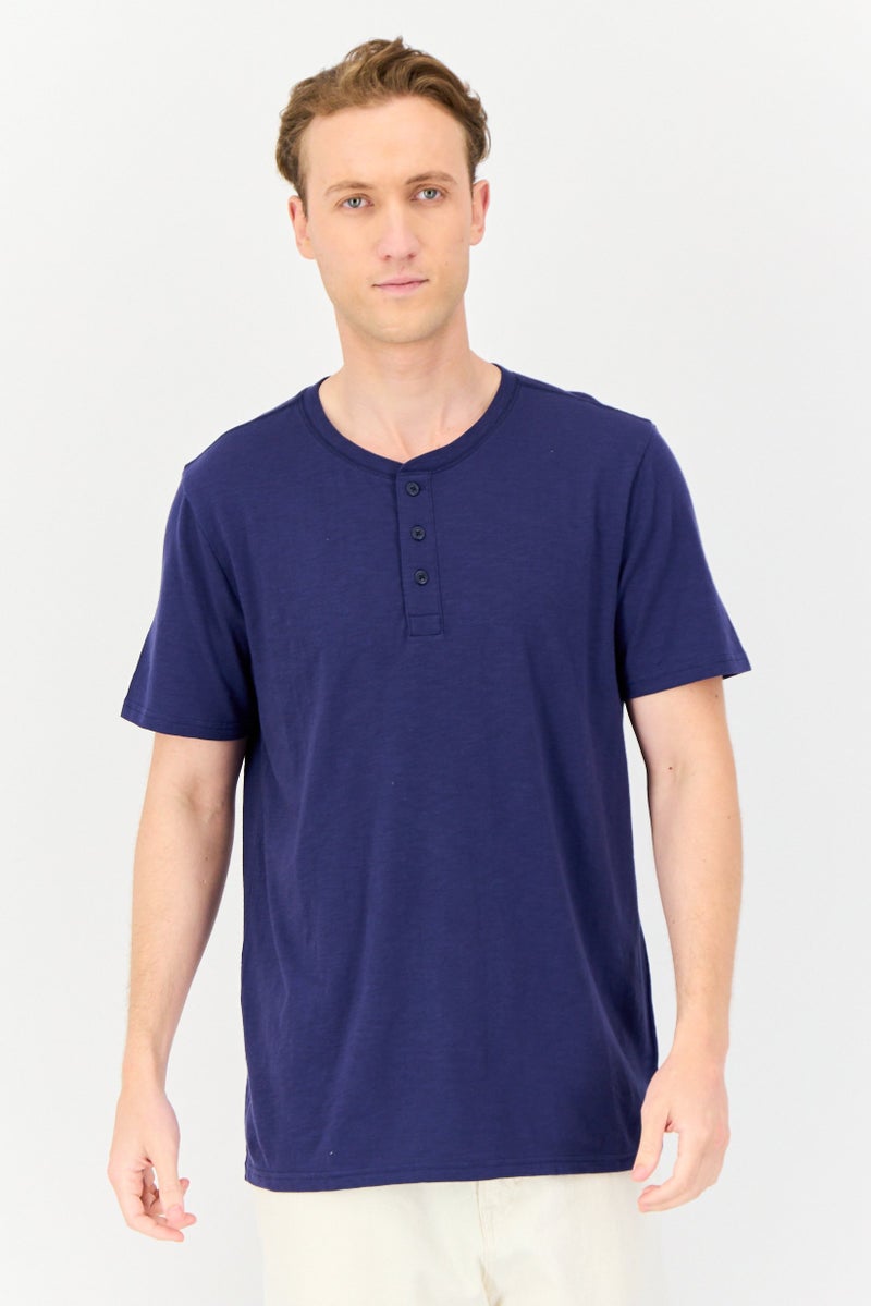 GAP Men Crew Neck Short Sleeves Plain T-Shirt, Navy - Image 1