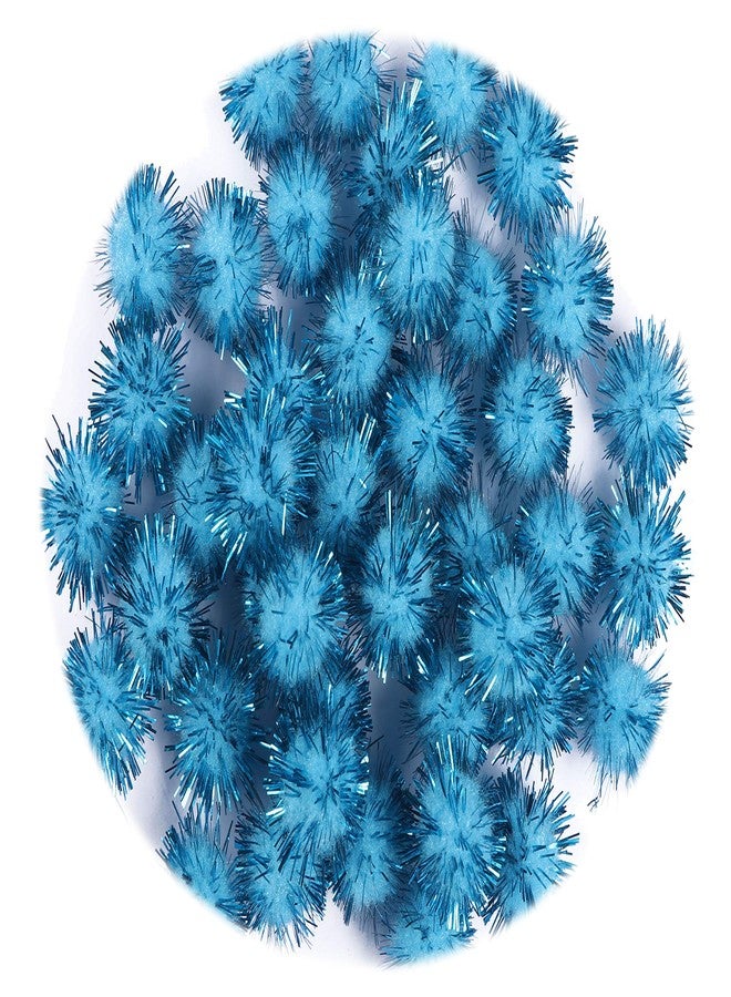 YYCRAFT 200pcs Glitter Tinsel Pom Poms Sparkle Balls for DIY Craft/Party Decoration/Cat Toys(20mm,Blue) - Image 1