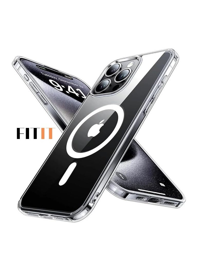 FITIT جراب FITIT CLEAR MAGSAFE مقاس 6.2 بوصة لهاتف IPHONE 15 Pro، يدعم الشحن اللاسلكي، حماية من الدرجة العسكرية، مضاد للاصفرار، مضاد للخدش، جراب مغناطيسي رفيع  - Image 2