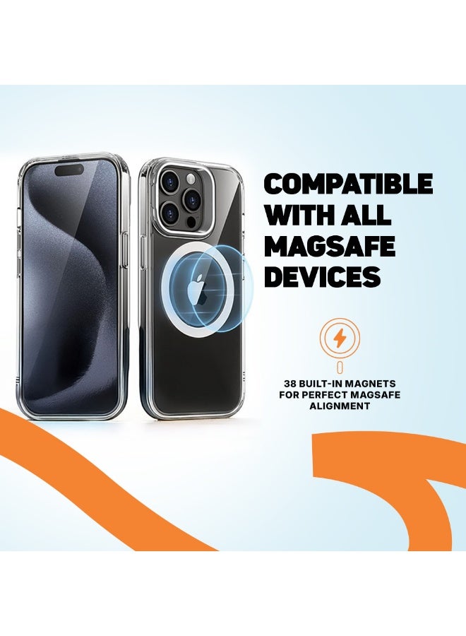 FITIT جراب FITIT CLEAR MAGSAFE مقاس 6.2 بوصة لهاتف IPHONE 15 Pro، يدعم الشحن اللاسلكي، حماية من الدرجة العسكرية، مضاد للاصفرار، مضاد للخدش، جراب مغناطيسي رفيع - Image 3