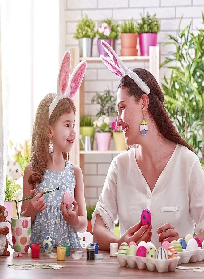 BSJELL أقراط عيد الفصح للنساء، أقراط متدلية على شكل بيضة أرنب ملونة مطلية بالمينا، أقراط ربيعية أنيقة وجذابة (9 قطع) - Image 3