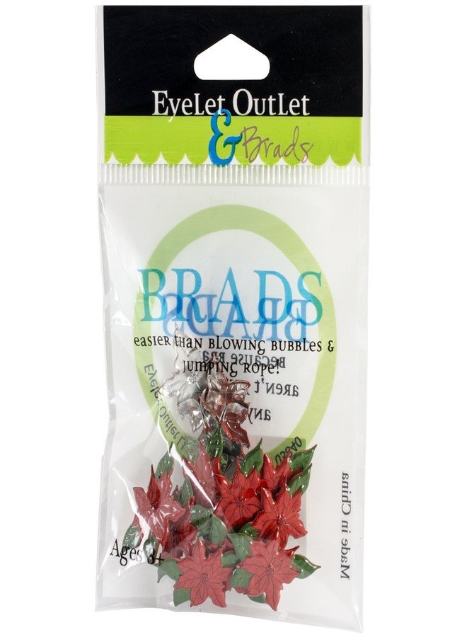 Eyelet Outlet Poinsettia Shape Brads, 12 Pieces