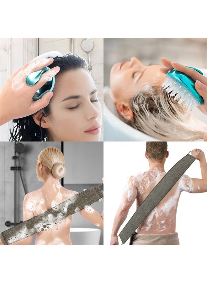 WOBEVB Loofah Back Scrubber, 35.4 Inch Exfoliating Back Scrubber for Bath Shower Scrubber for Men and Women, Luffa Scrubber to Deep Clean Your Skin, with Hair Shampoo Brush and Wall Hook - Image 3