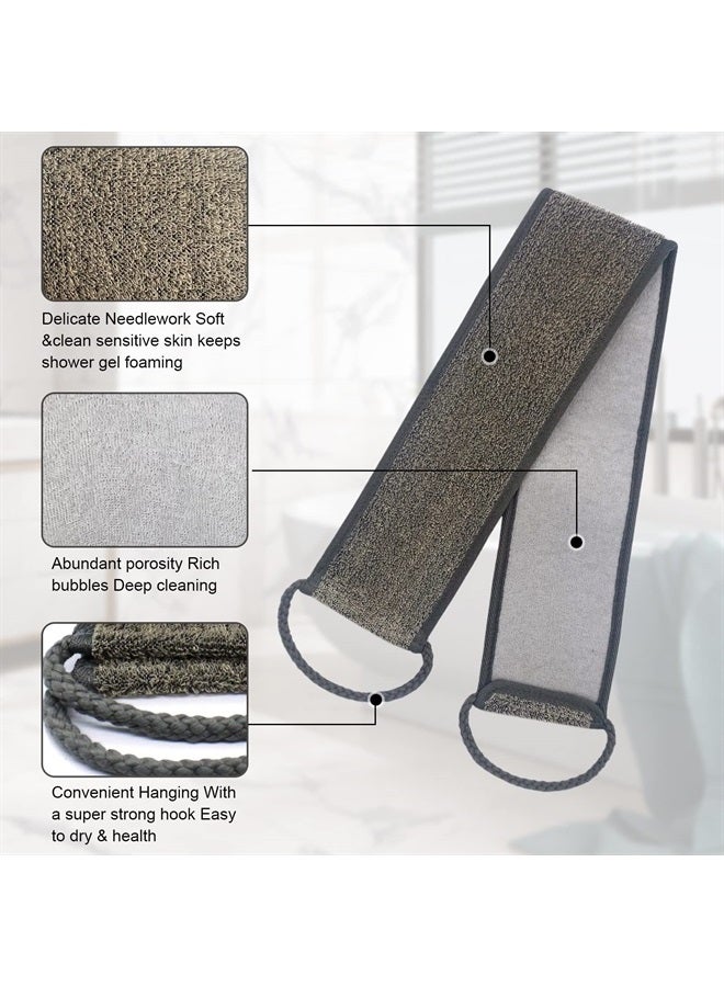 WOBEVB Loofah Back Scrubber, 35.4 Inch Exfoliating Back Scrubber for Bath Shower Scrubber for Men and Women, Luffa Scrubber to Deep Clean Your Skin, with Hair Shampoo Brush and Wall Hook - Image 2