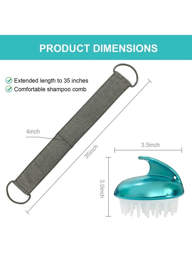 WOBEVB Loofah Back Scrubber, 35.4 Inch Exfoliating Back Scrubber for Bath Shower Scrubber for Men and Women, Luffa Scrubber to Deep Clean Your Skin, with Hair Shampoo Brush and Wall Hook - Image 1