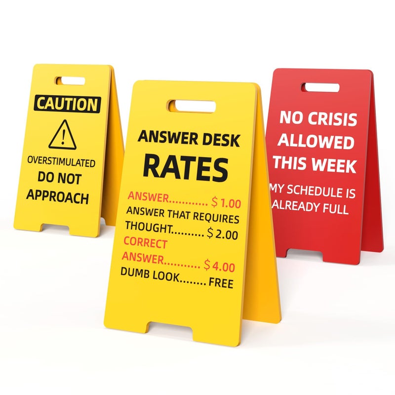 NiOffice Funny Office Decor Desk Signs 3 Pack - Novelty Boss Gifts for Women Men Office Decorations Principal Coworker Teacher Appreciation - White Elephant Funny Desk Accessories for Work - Image 1