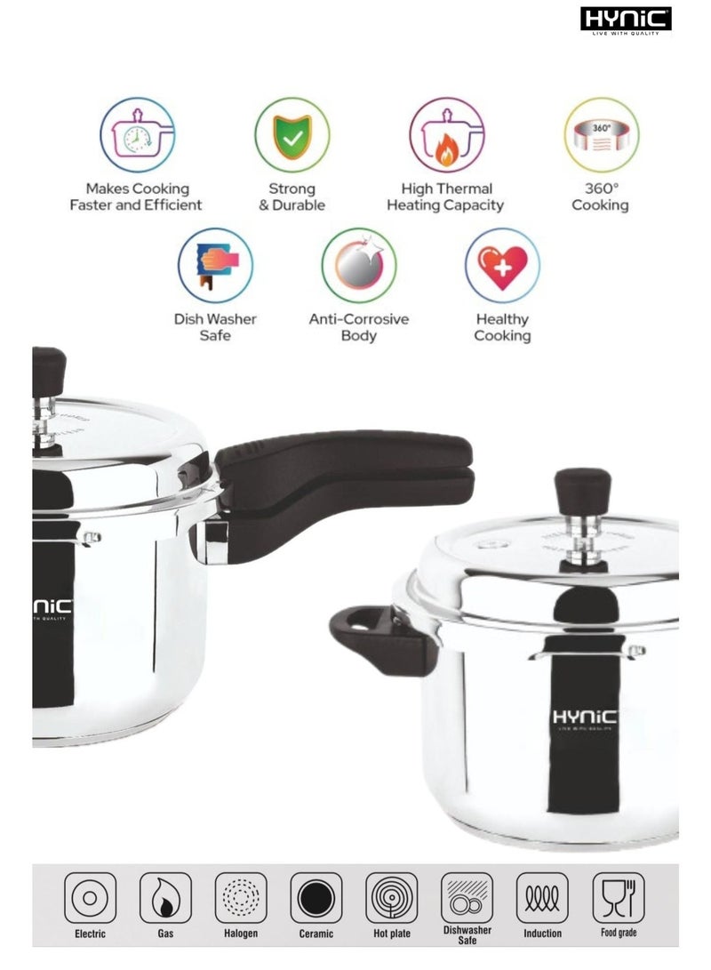 HYNIC Stainless Steel Pressure Cooker - 5.0 Litre, Model HPC372, Induction & Gas Stove Compatible - Image 2