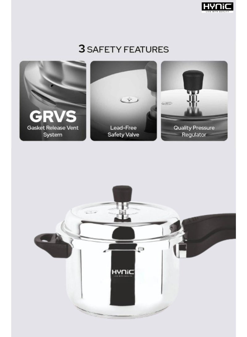 HYNIC Stainless Steel Pressure Cooker - 5.0 Litre, Model HPC372, Induction & Gas Stove Compatible - Image 4