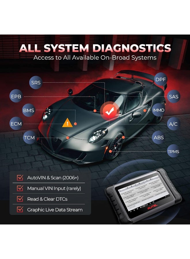 Autel Autel Scanner Mx808s / mk808s Diagnostic Scan Tool 2025 Newest With All System Diagnosis, 25+ Maintenance Functions Services Including Immo, Oil Reset, Epb, Bms, Sas, Dpf, Abs Bleed  - Image 5