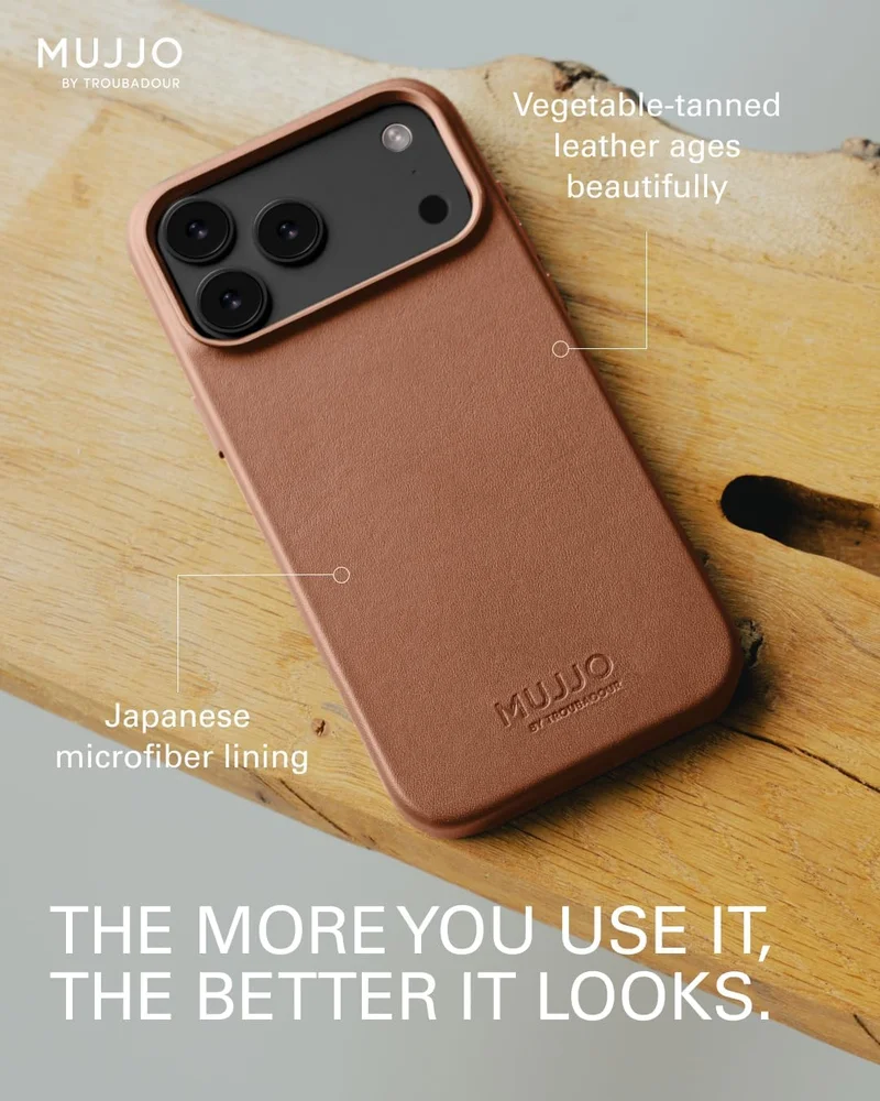 موجو جراب جلدي لهاتف iPhone 17 Pro Max - بني فاتح مع Magsafe. مصنوع من جلد فاخر، يجمع هذا الجراب الفاخر بين الأناقة والمتانة، مما يوفر مظهرًا أنيقًا ومتطورًا مع حماية فائقة.