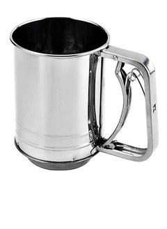 Flour Sifter for Baking Stainless Steel 3 Cup Double Layers Sieve with Hand Press Design for Powered Sugar
