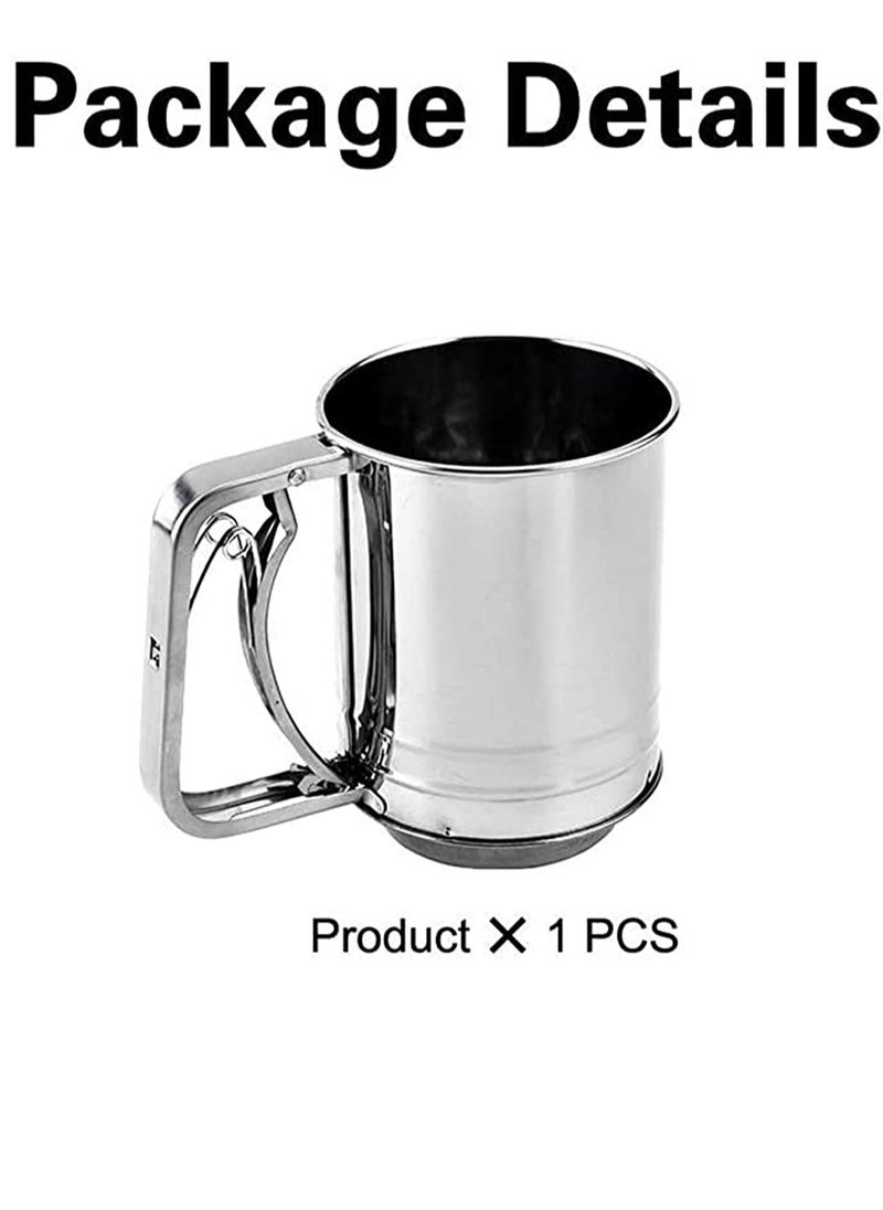 KASTWAVE - Flour Sifter for Baking Stainless Steel 3 Cup Double Layers Sieve with Hand Press Design for Powered Sugar - Image 1