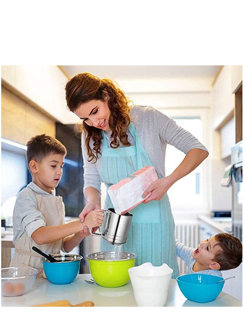 KASTWAVE - Flour Sifter for Baking Stainless Steel 3 Cup Double Layers Sieve with Hand Press Design for Powered Sugar - Image 1