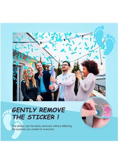 MARKQ Blue Gender Reveal Confetti Cannon with Tissue & Safe Powder Smoke, 30 cm Party Poppers for Pregnancy Announcement | Gender Reveal Confetti | Baby Boy Gender Reveal Party Supplies [5 Pack]  - Image 3