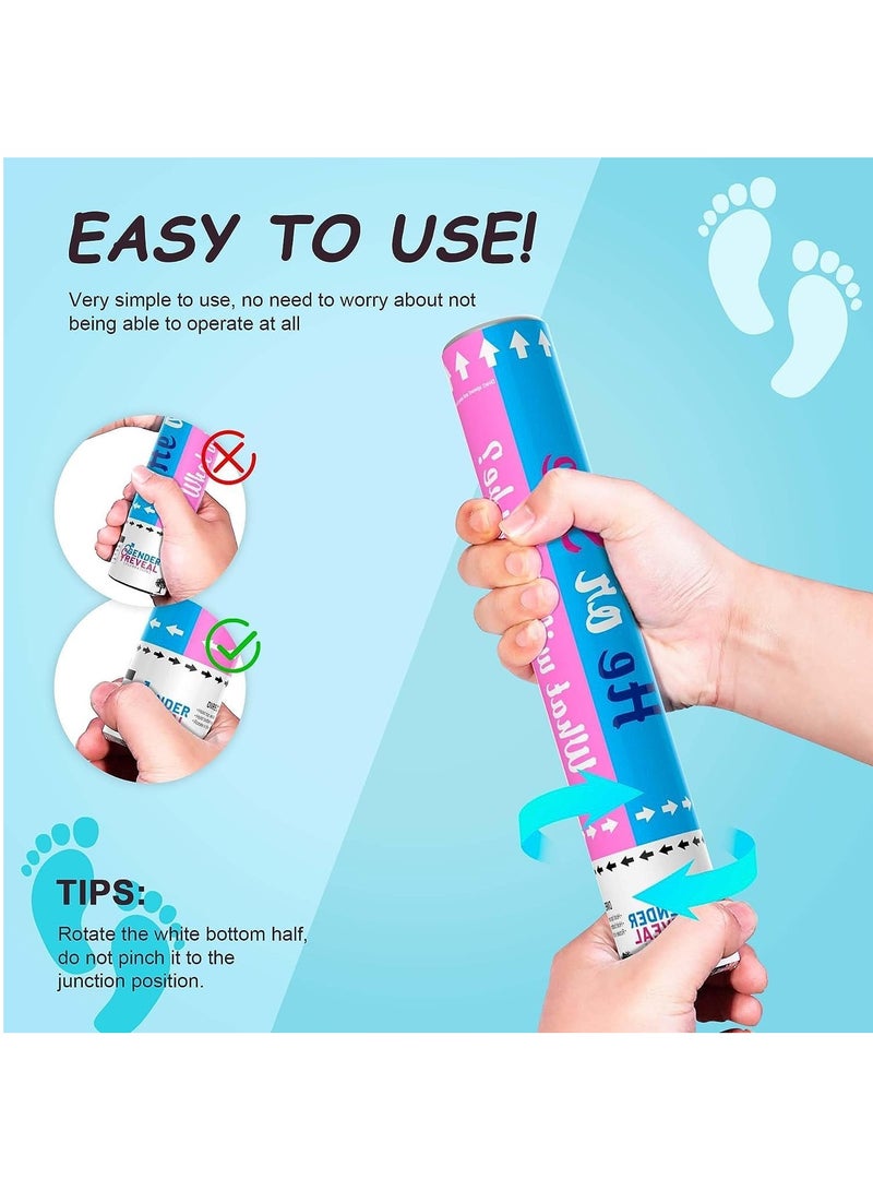 MARKQ Blue Gender Reveal Confetti Cannon with Tissue & Safe Powder Smoke, 30 cm Party Poppers for Pregnancy Announcement | Gender Reveal Confetti | Baby Boy Gender Reveal Party Supplies [5 Pack] - Image 4