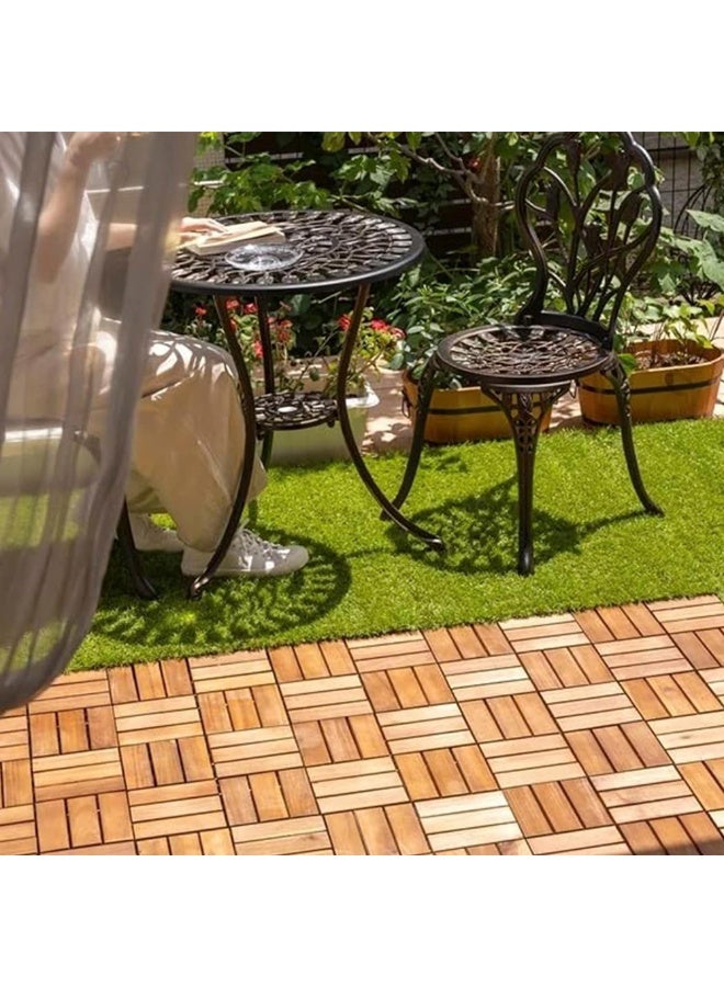 HOME TASTE Hardwood Interlocking Patio Deck Tiles (Pack Of 10, 30 X 30 ), Acacia Wood Deck Tiles Interlocking Outdoor, Patio Tiles Outdoor Interlocking Waterproof All Weather.  - Image 1